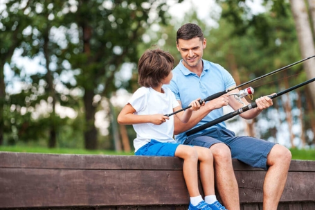 A father fishing with his son
